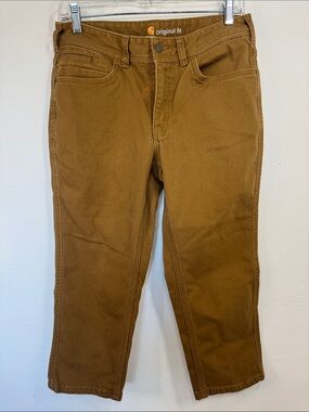 Carhartt Tan Original Fit Cropped Capri Work Pants Utility Western Outdoor Cow